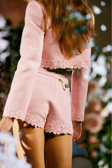 Coralyn Tweed Lace-Trimmed Shorts | Strawberry Spritz