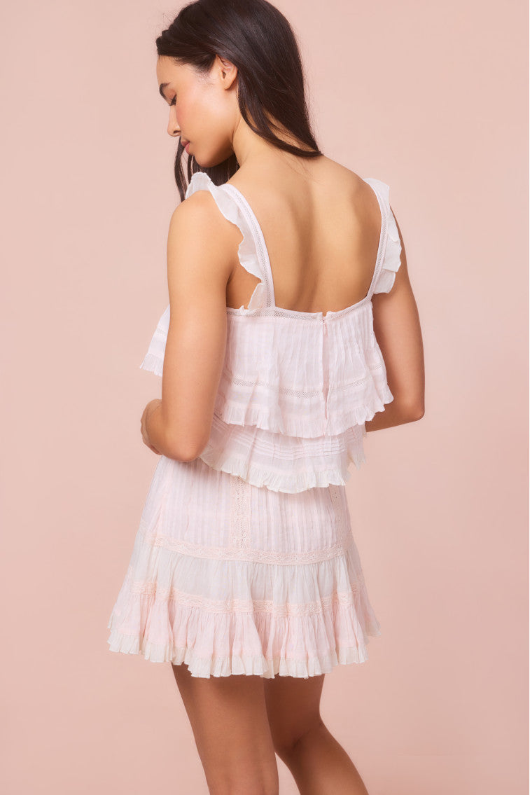 Novalee Cotton Peplum Ruffle Top | Tea Rose Pink