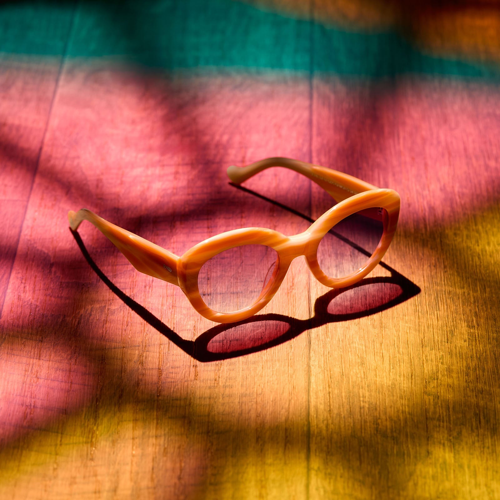 Womens | Enid Sinclair Sunglasses | Enids Pink | Orange Stripe Sweater/Rosy Highlight Lenses