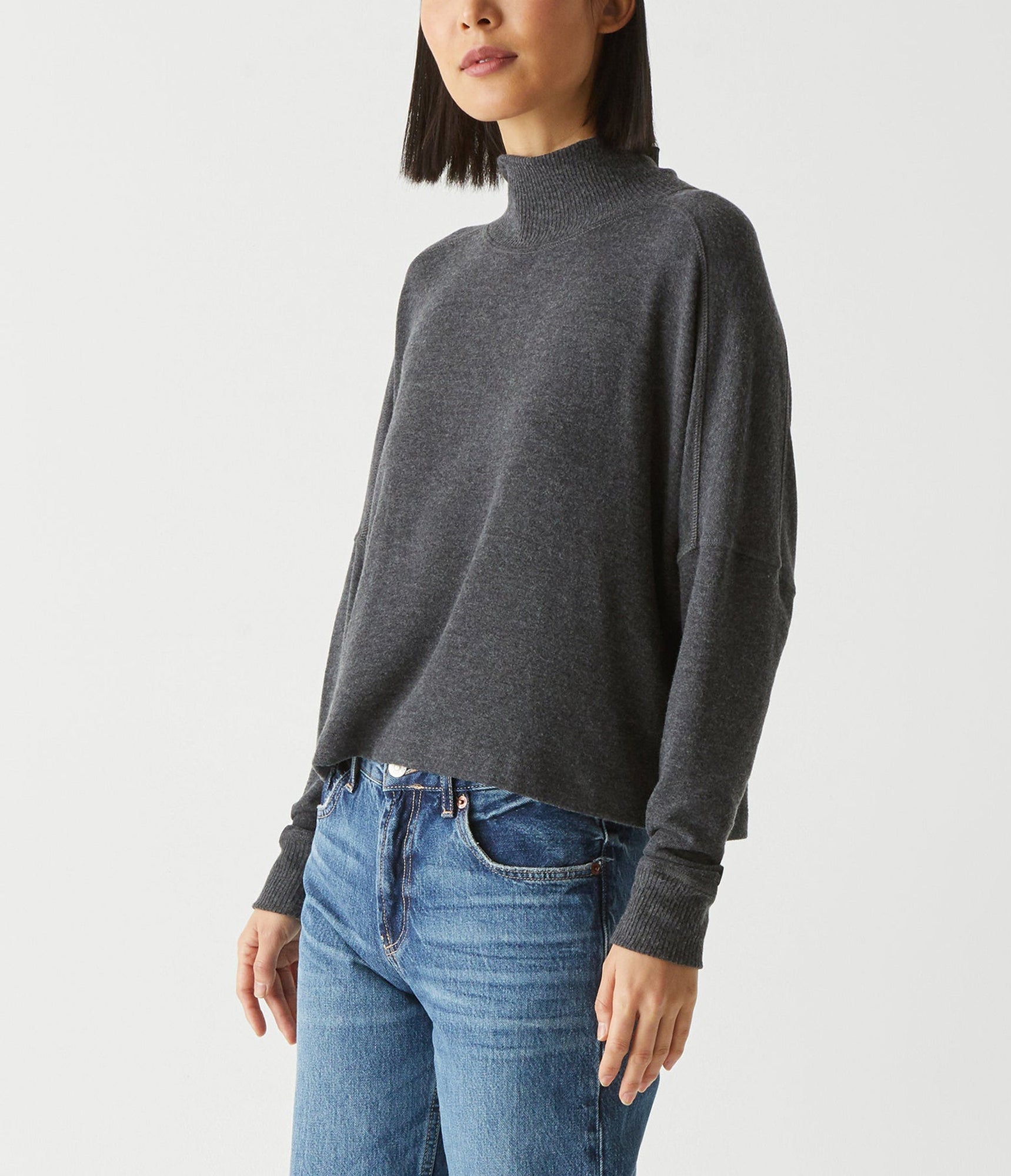 Marcy Mock Neck Top | Charcoal