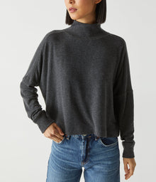 Marcy Mock Neck Top | Charcoal