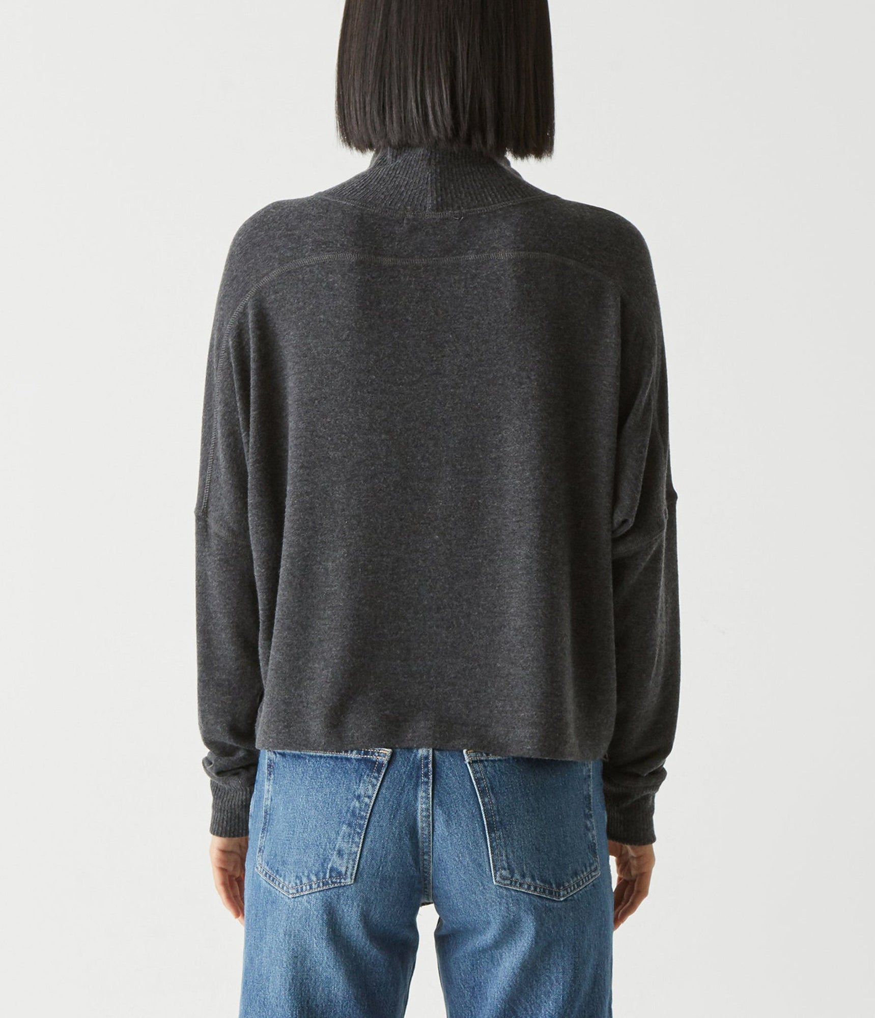 Marcy Mock Neck Top | Charcoal