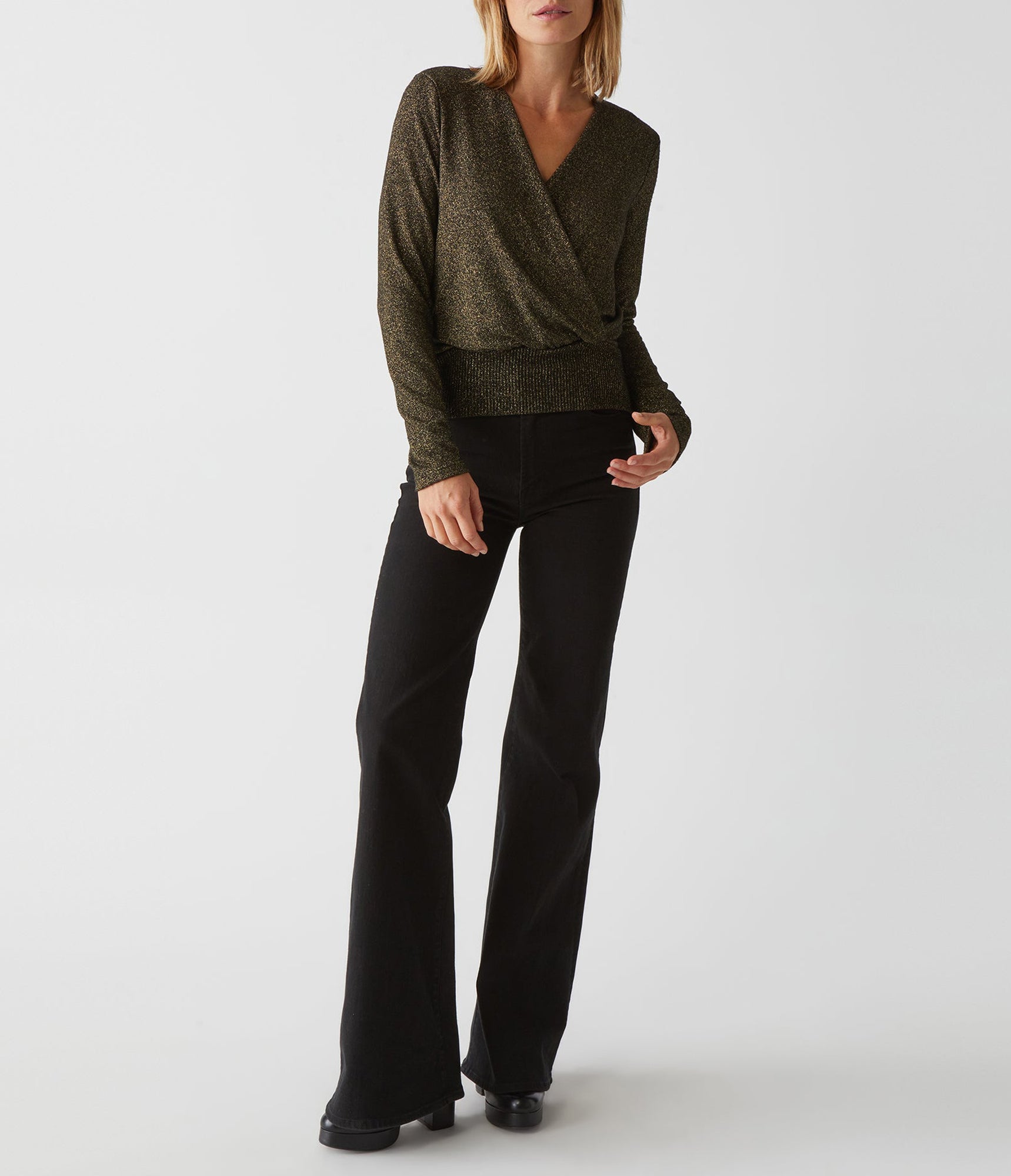 India Sparkle Surplice Top | Black