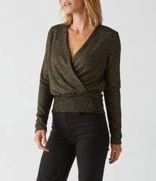 India Sparkle Surplice Top | Black