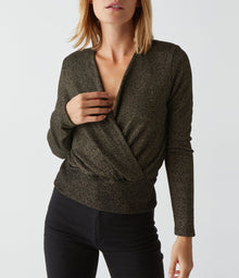 India Sparkle Surplice Top | Black