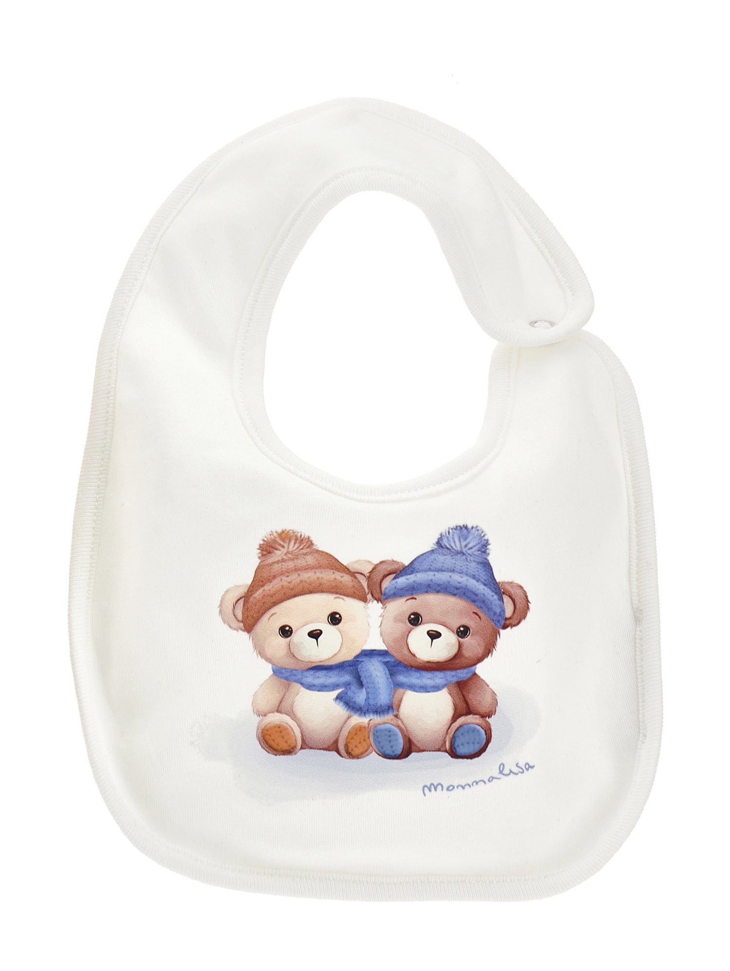 Boys | Cotton Teddy Bear Bib | Cream