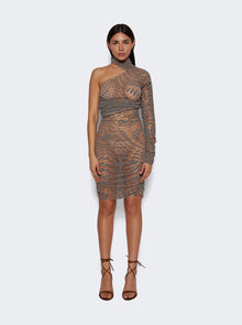 Women | Mugler | Star Print Mini Dress | Nude 01 & Graphite