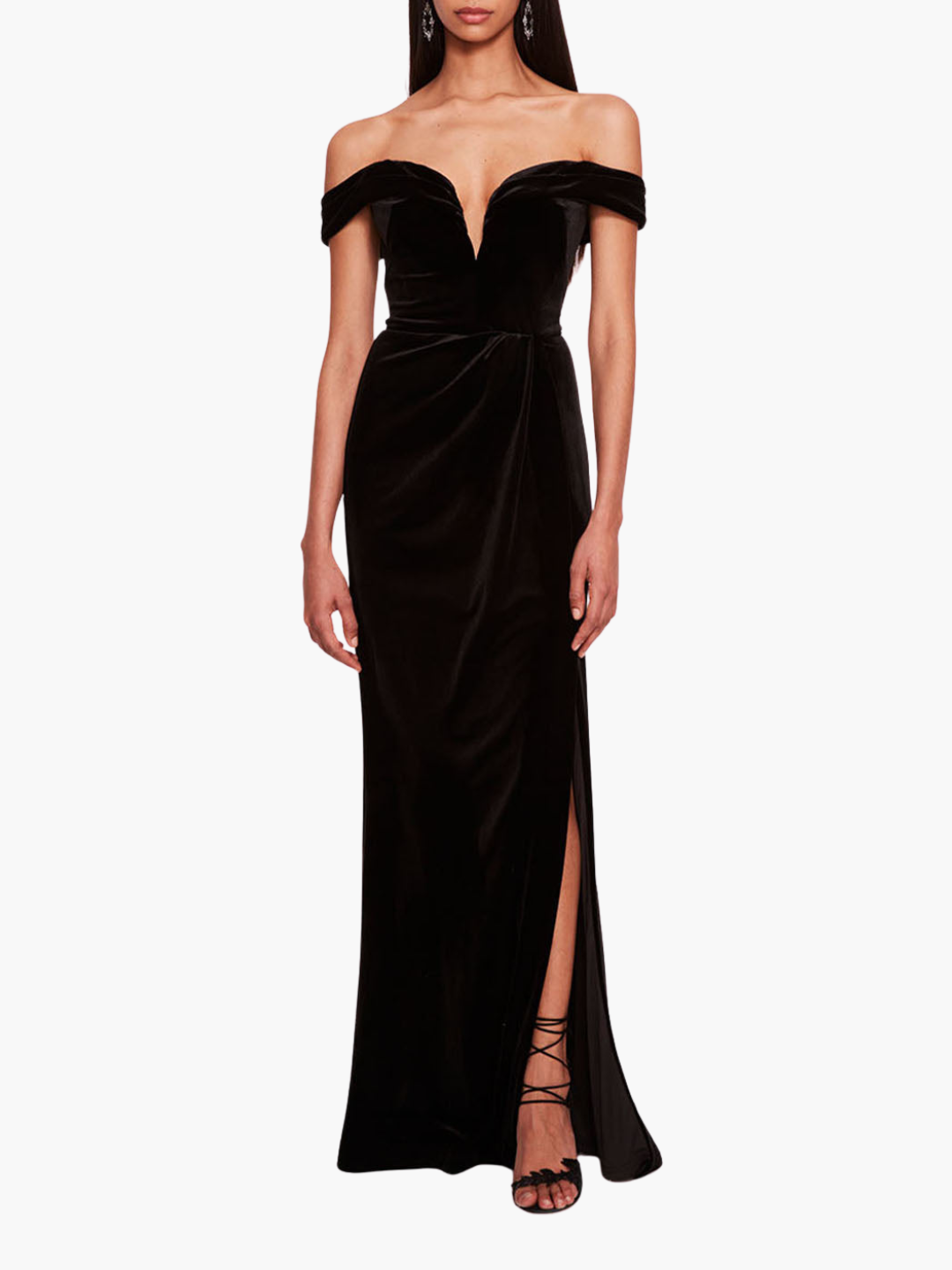 Velvet Plunging Gown | Black