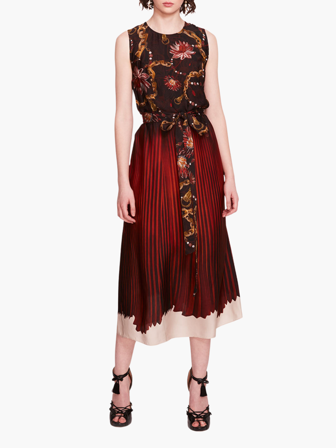 Viscose Georgette Midi Dress | Orange Multi