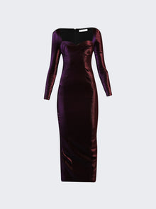 AREA | Rope Cup Long Sleeve Midi Dress | Purple