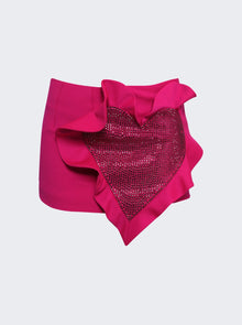 AREA | Heart Ruffle Mini Skirt | Fuchsia Pink