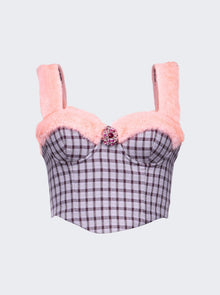 Women | AREA | Faux Fur Trim Bustier Top | Lilac