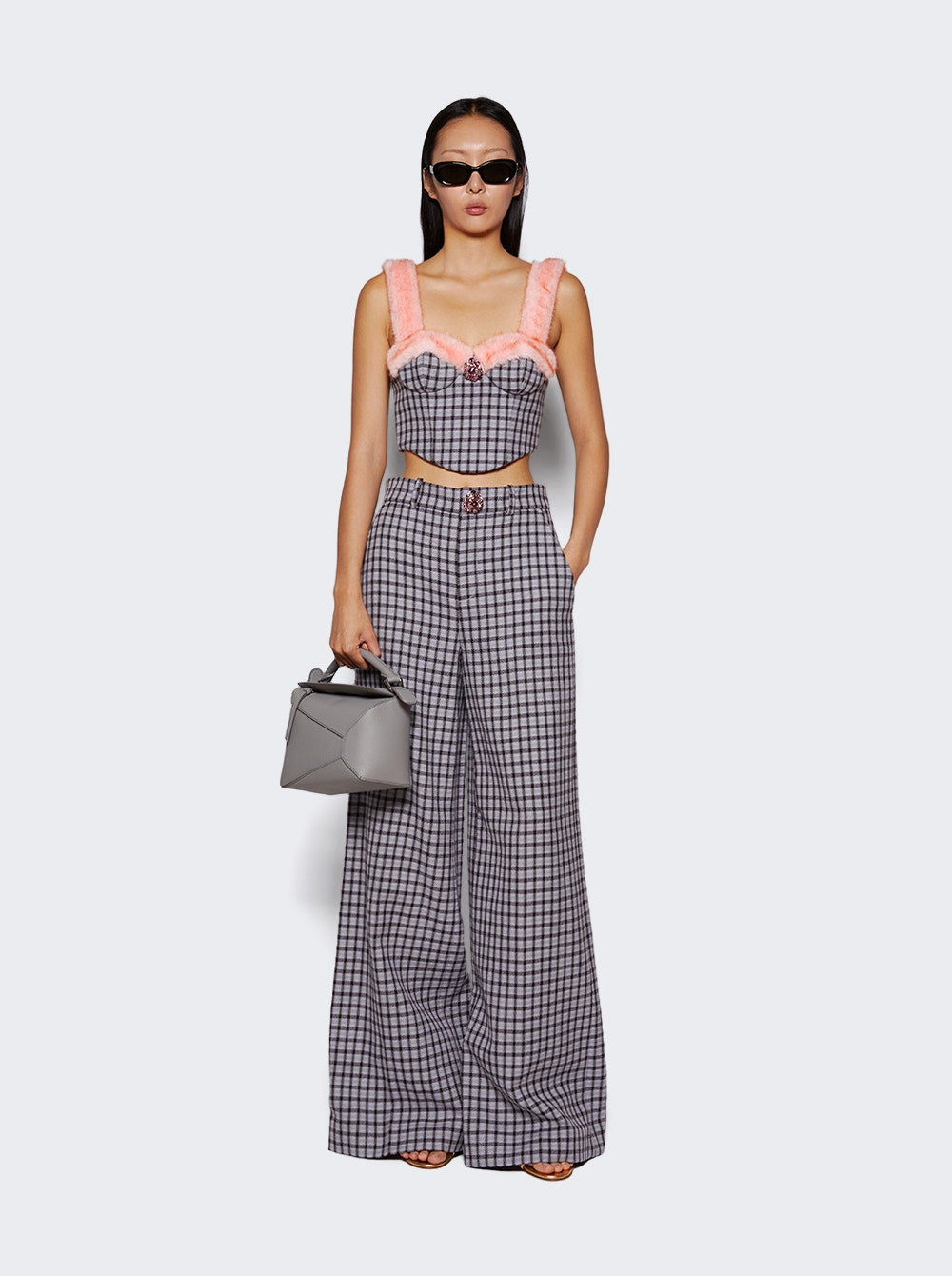 Women | AREA | Faux Fur Trim Bustier Top | Lilac