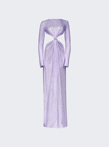 Women | AREA | Crystal Embellished Front Knot Gown Lilac | Purple