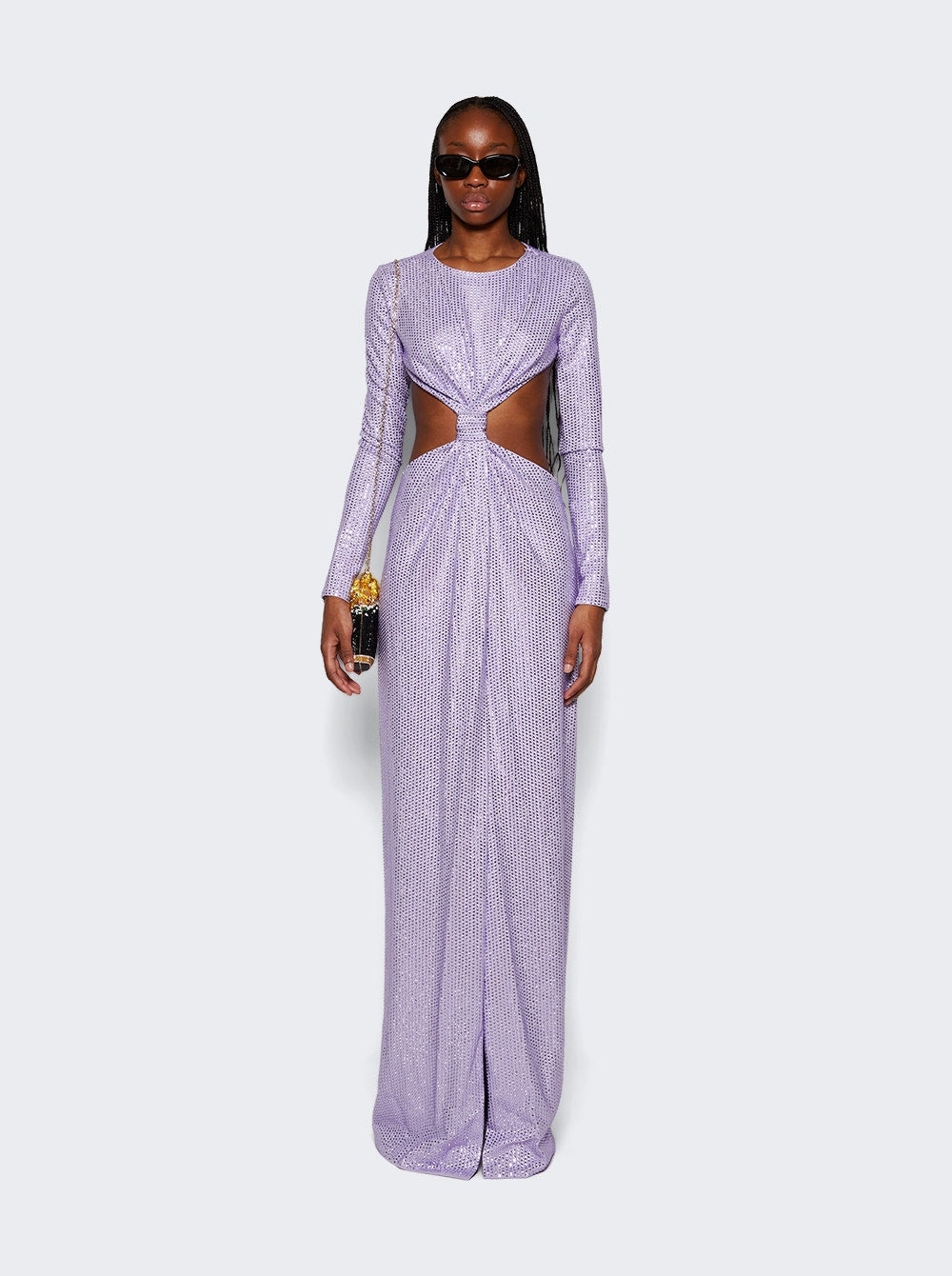 Women | AREA | Crystal Embellished Front Knot Gown Lilac | Purple