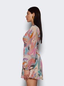 Women | Etro | Pleated Long Sleeve Mini Dress | Butterfly Wing Print