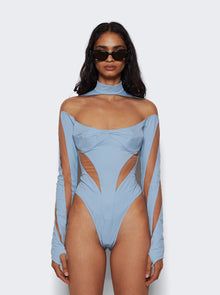 Women | Mugler | Illusion Bodysuit | Light Blue Nude 01