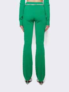 Rabanne | Embellished Knit Flared Trousers | Green