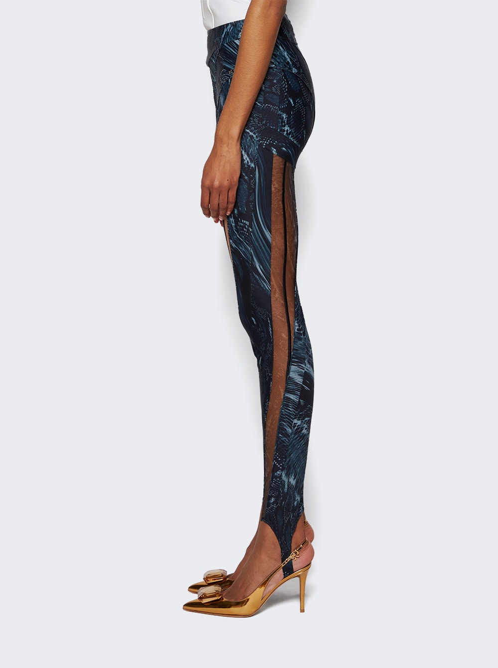 Women | Mugler | Printed Spiral Leggings | Warped Snake Black & Nude