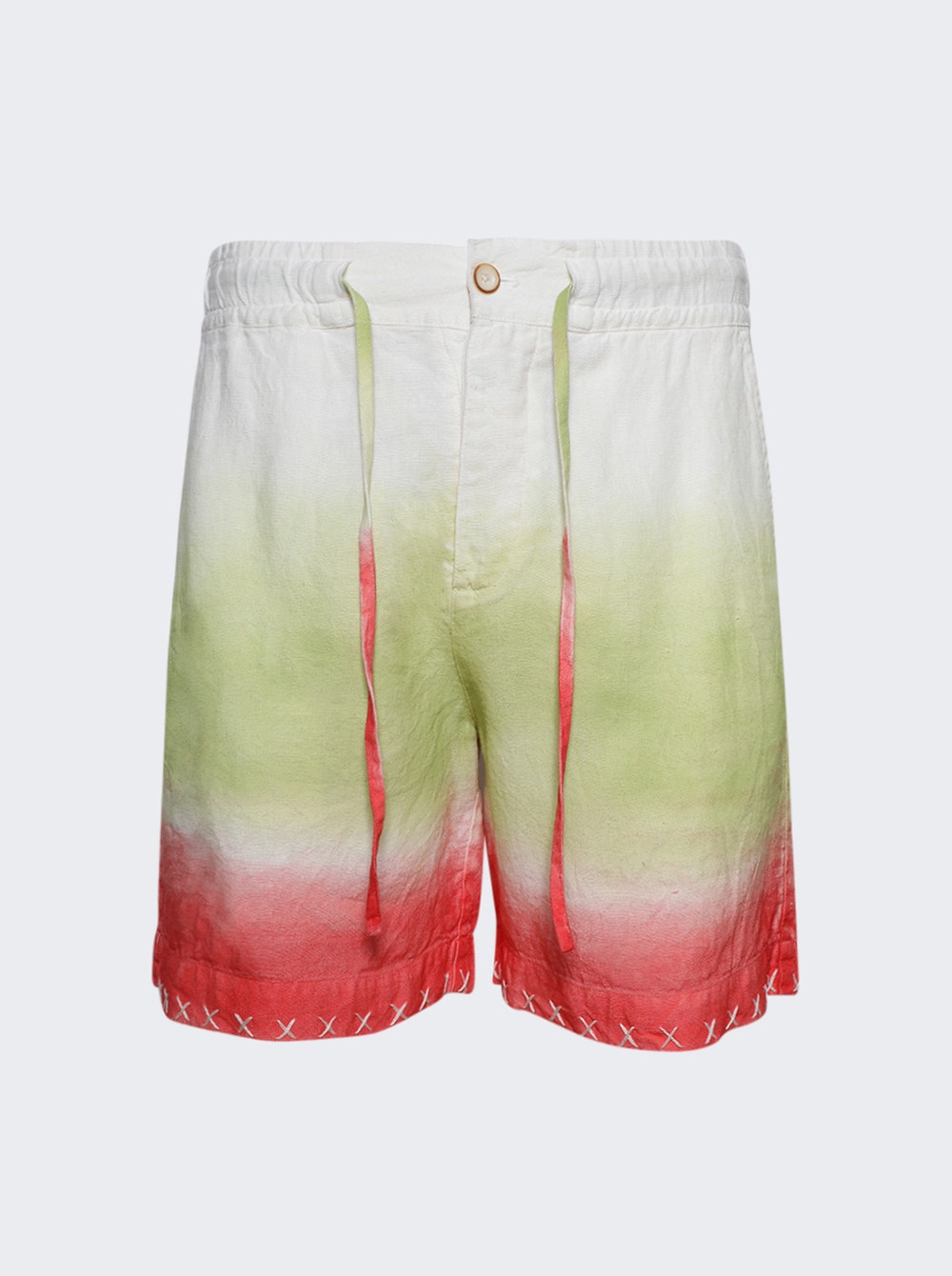 The Elder Statesman | Sulfur Gradient Crop Short Ivory Wasabi And Fiery Coral | Multi