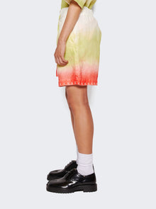 The Elder Statesman | Sulfur Gradient Crop Short Ivory Wasabi And Fiery Coral | Multi