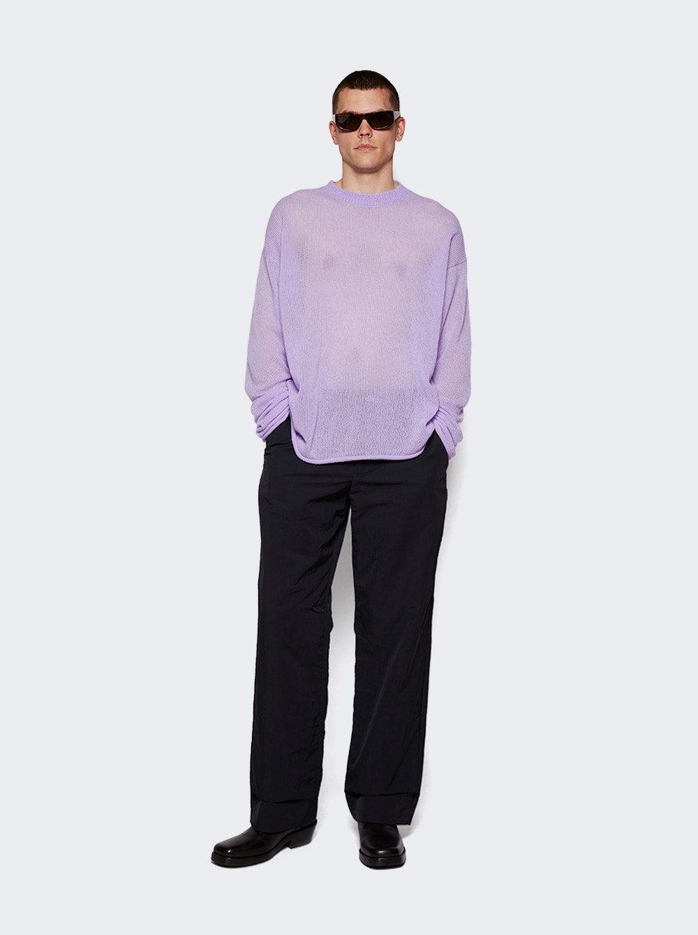 Men | The Elder Statesman | Nimbus Slouchy Crewneck Sweater | Violet