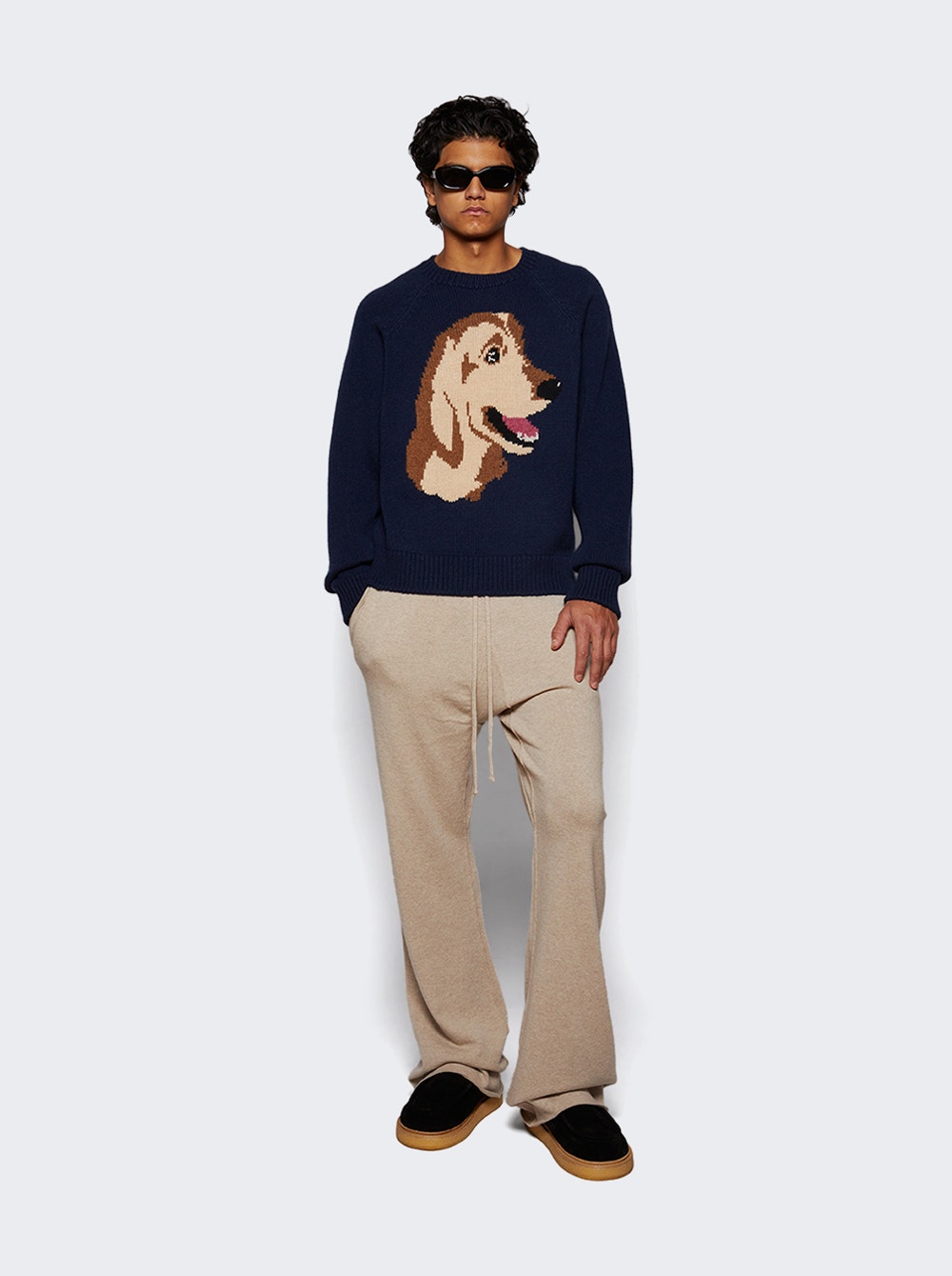 The Elder Statesman | Retriever Raglan Sweater | Navy
