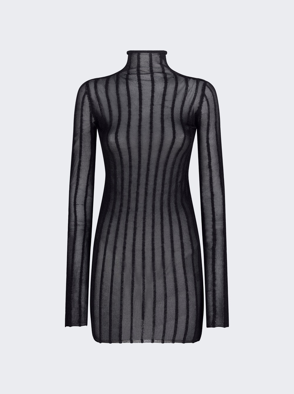 Women | The Attico | Semi-sheer Knitted Ribbed Mini Dress | Black