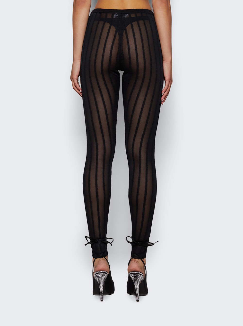 Women | The Attico | Semi-sheer Knitted Rib Pants | Black