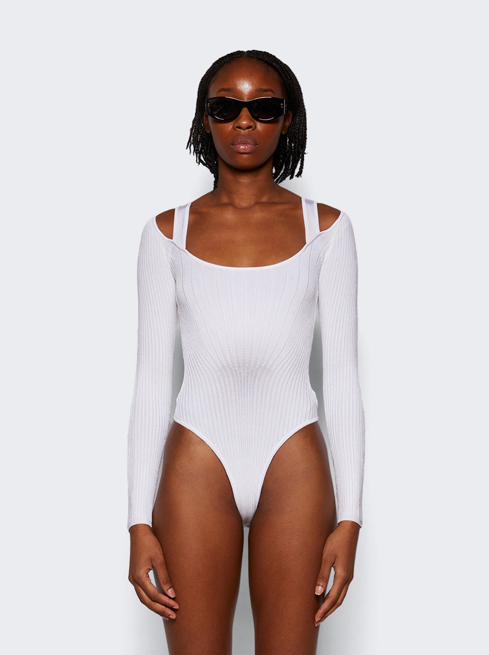 Women | Mugler | Sculpting Knit Bodysuit Off | White