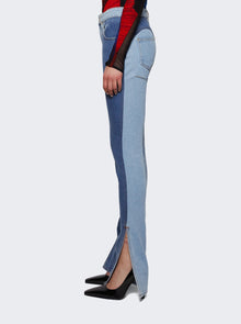 Women | Mugler | Bi-color Skinny Jeans Light And Dark Tokyo Blue | Indigo