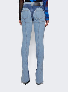 Women | Mugler | Bi-color Skinny Jeans Light And Dark Tokyo Blue | Indigo