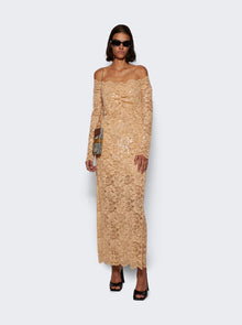 Women | Rabanne | Sequin-embroidered Lace Dress Raffia Beige