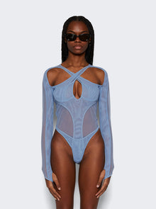 Women | Mugler | Multi Layer Bodysuit | Silver Blue