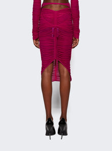 Women | Mugler | Ruched Mesh Skirt | Magenta
