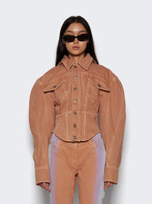 Women | Mugler | Corseted Denim Jacket | Beige