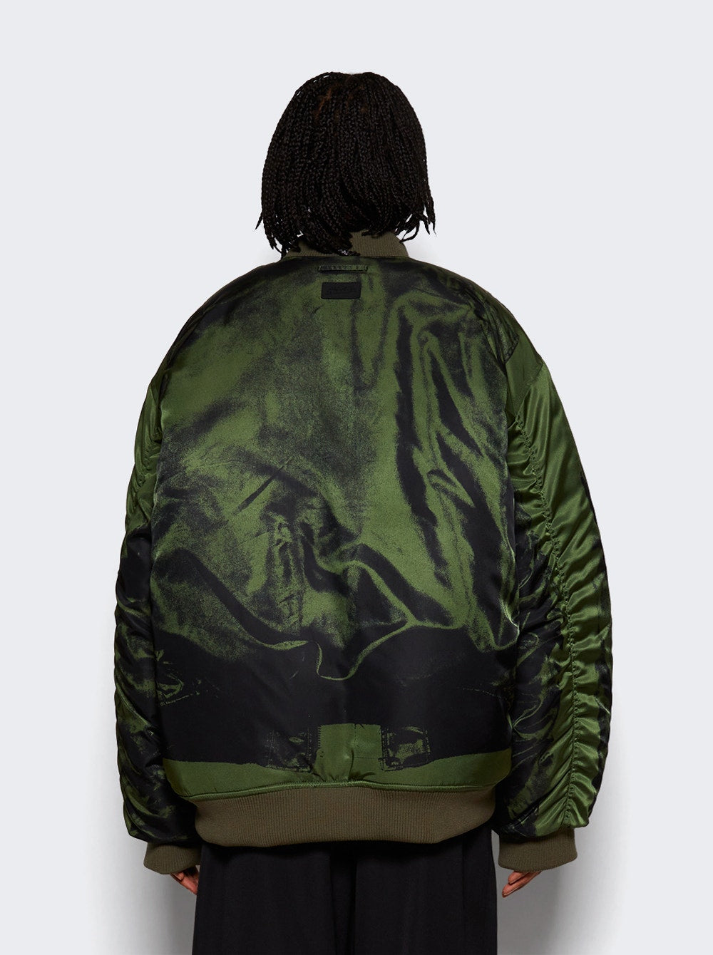 Women | Jean Paul Gaultier | Nylon Trompe L'oeil Bomber Jacket | Khaki Green