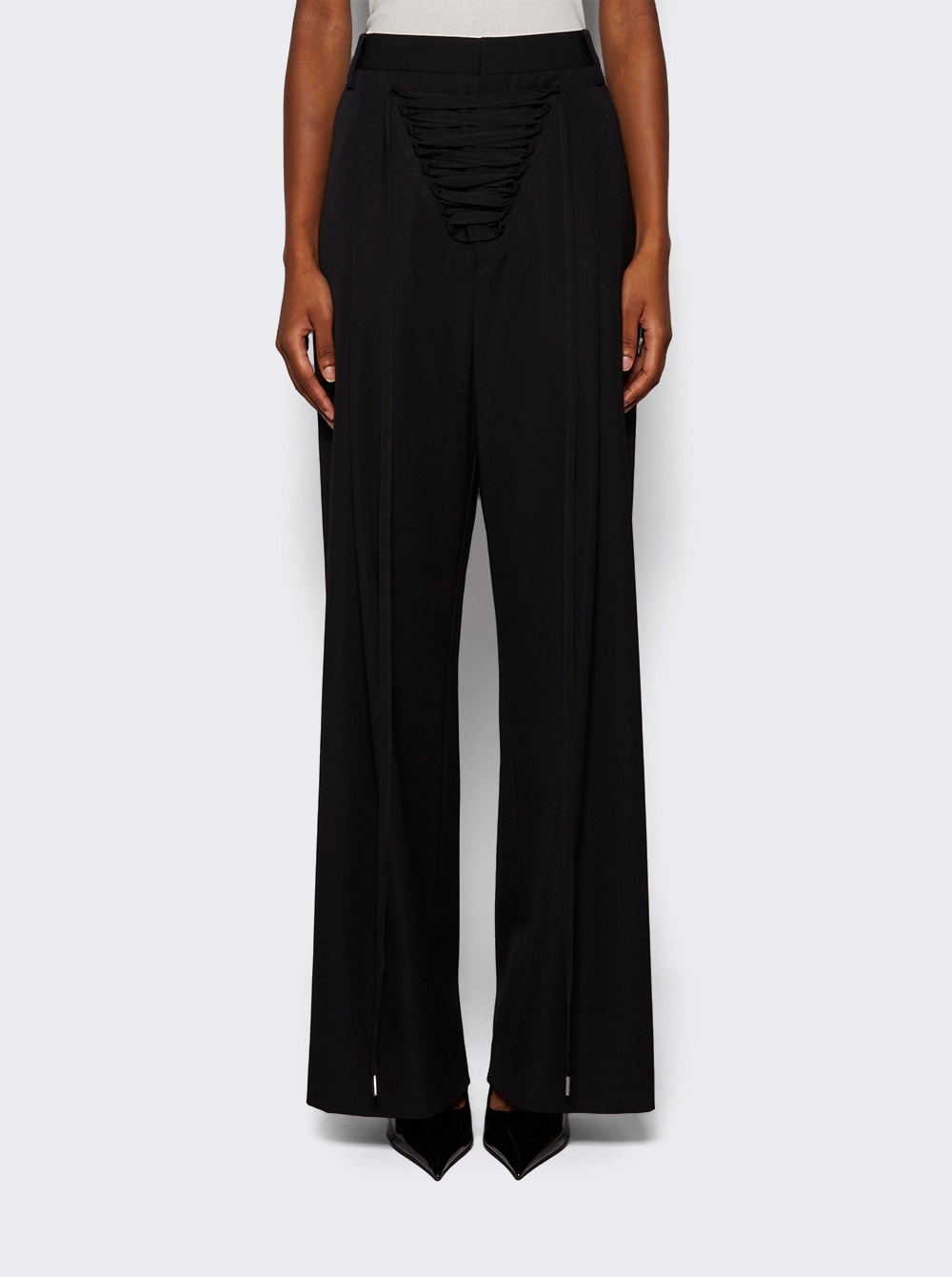 Women | Jean Paul Gaultier | Tailored Wool Pants With Lacing Detail | Black