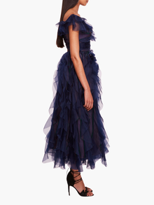 Matte Organza Midi Dress | Midnight