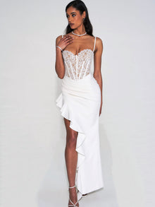 Junia Lace Corset Maxi Dress | White