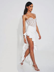 Junia Lace Corset Maxi Dress | White