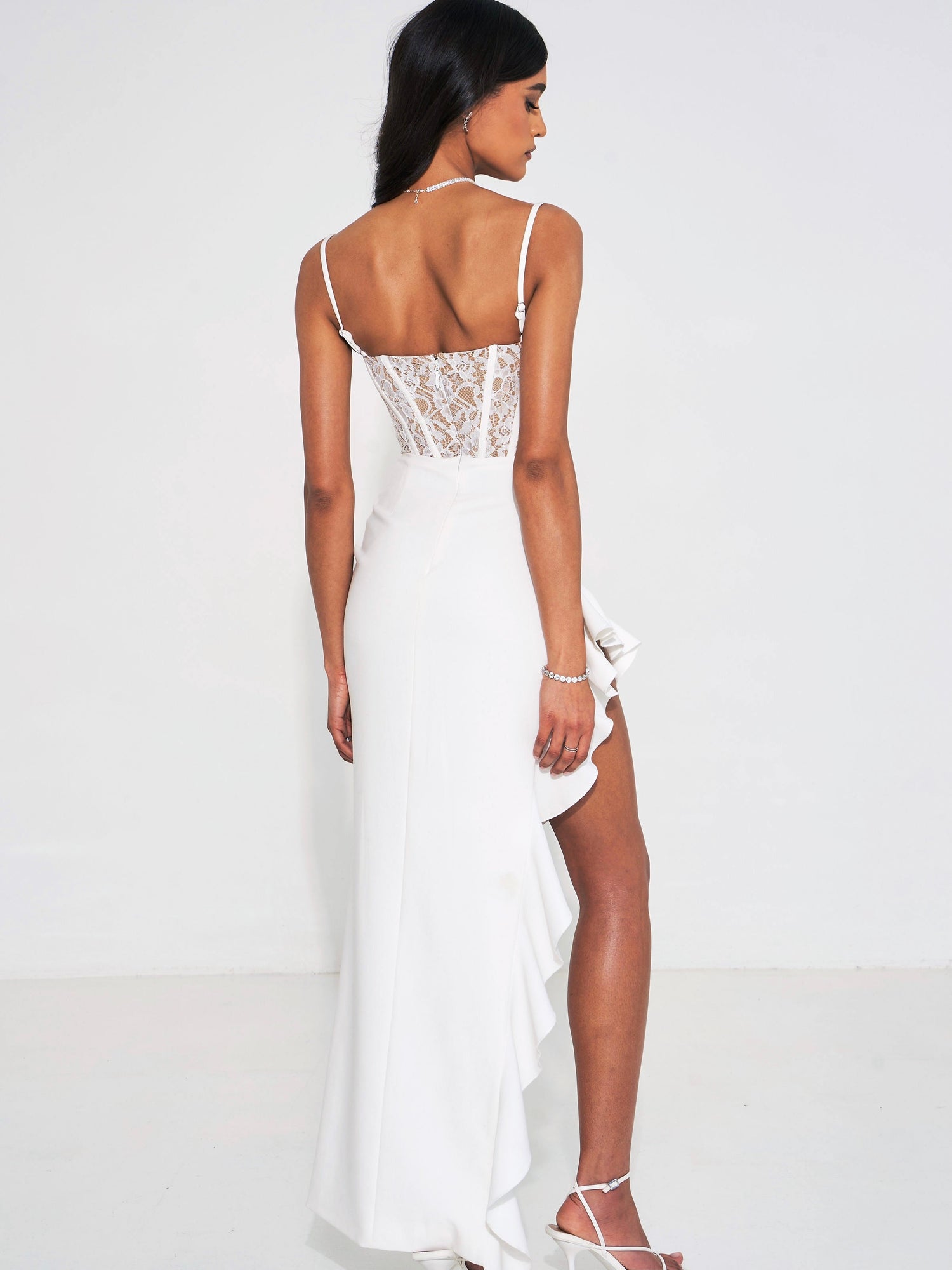 Junia Lace Corset Maxi Dress | White