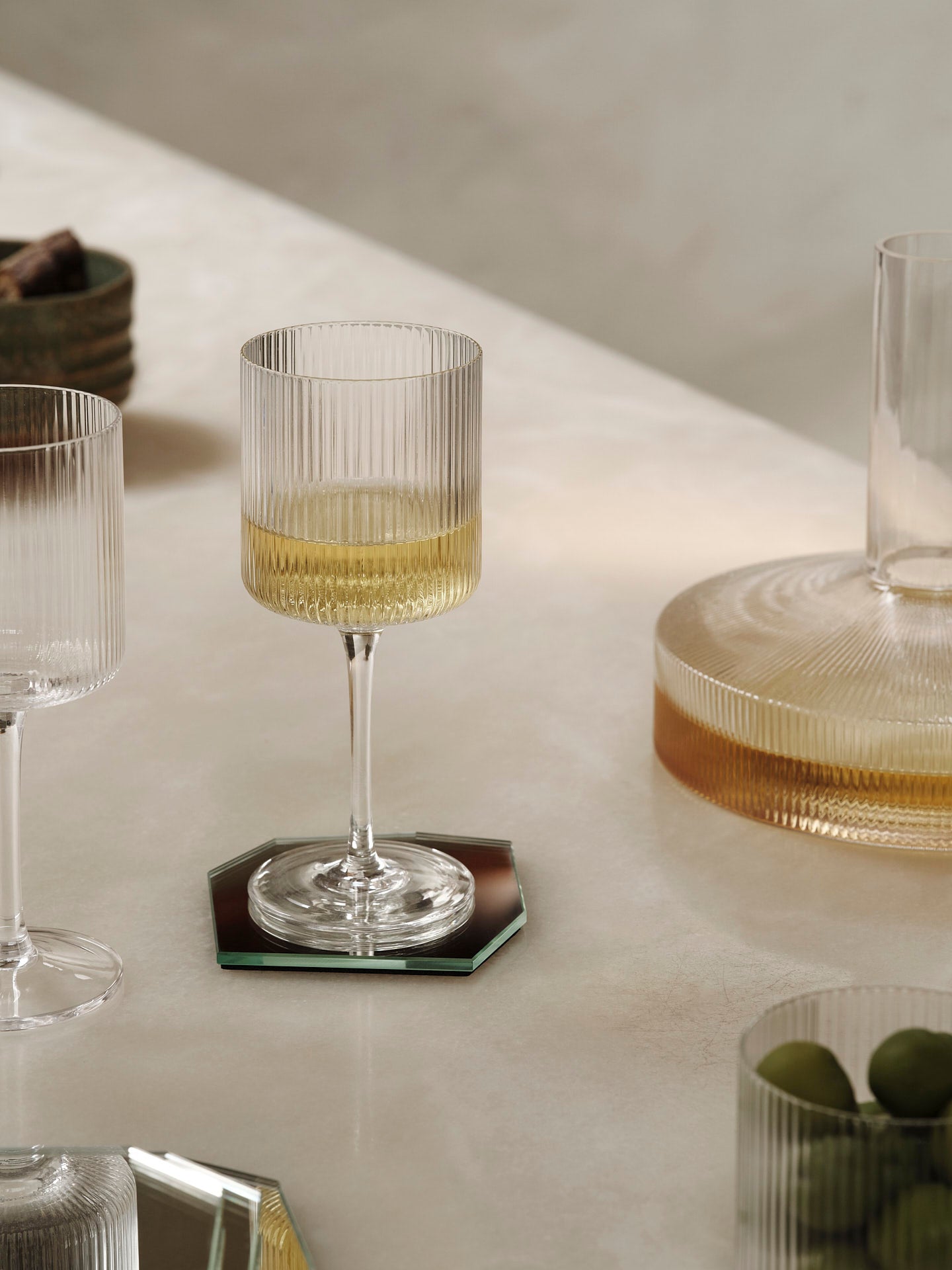Ripple White Wine Glasses | Set of 2 | Clear