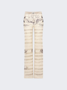 Women | Jean Paul Gaultier | Mesh Tattoo Marinière Pants | Ecru