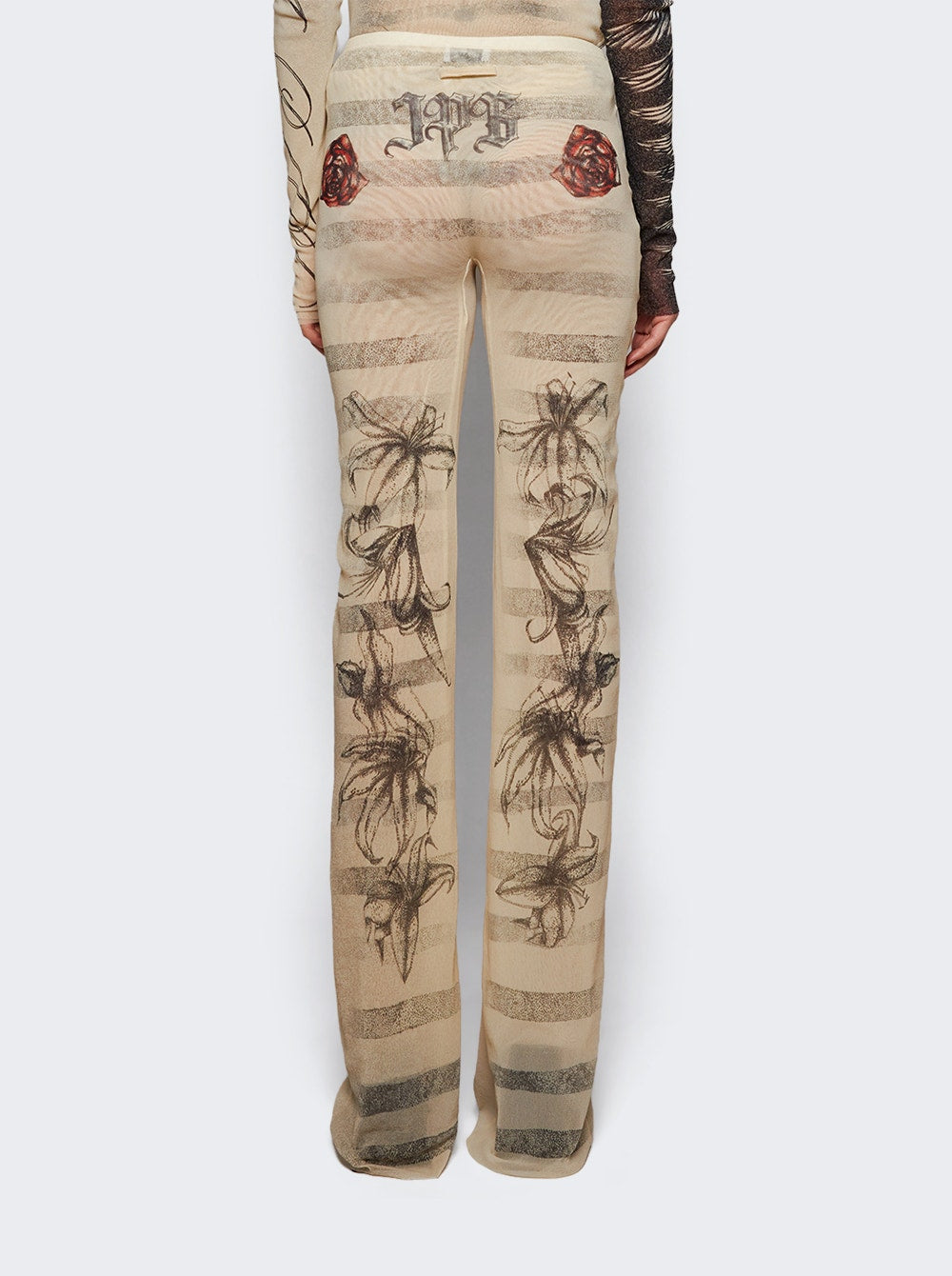 Women | Jean Paul Gaultier | Mesh Tattoo Marinière Pants | Ecru
