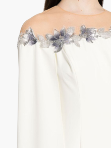 Embroidered Illusion Gown | Ivory