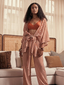 Cabana Kimono and Pants Set | Lines Coral