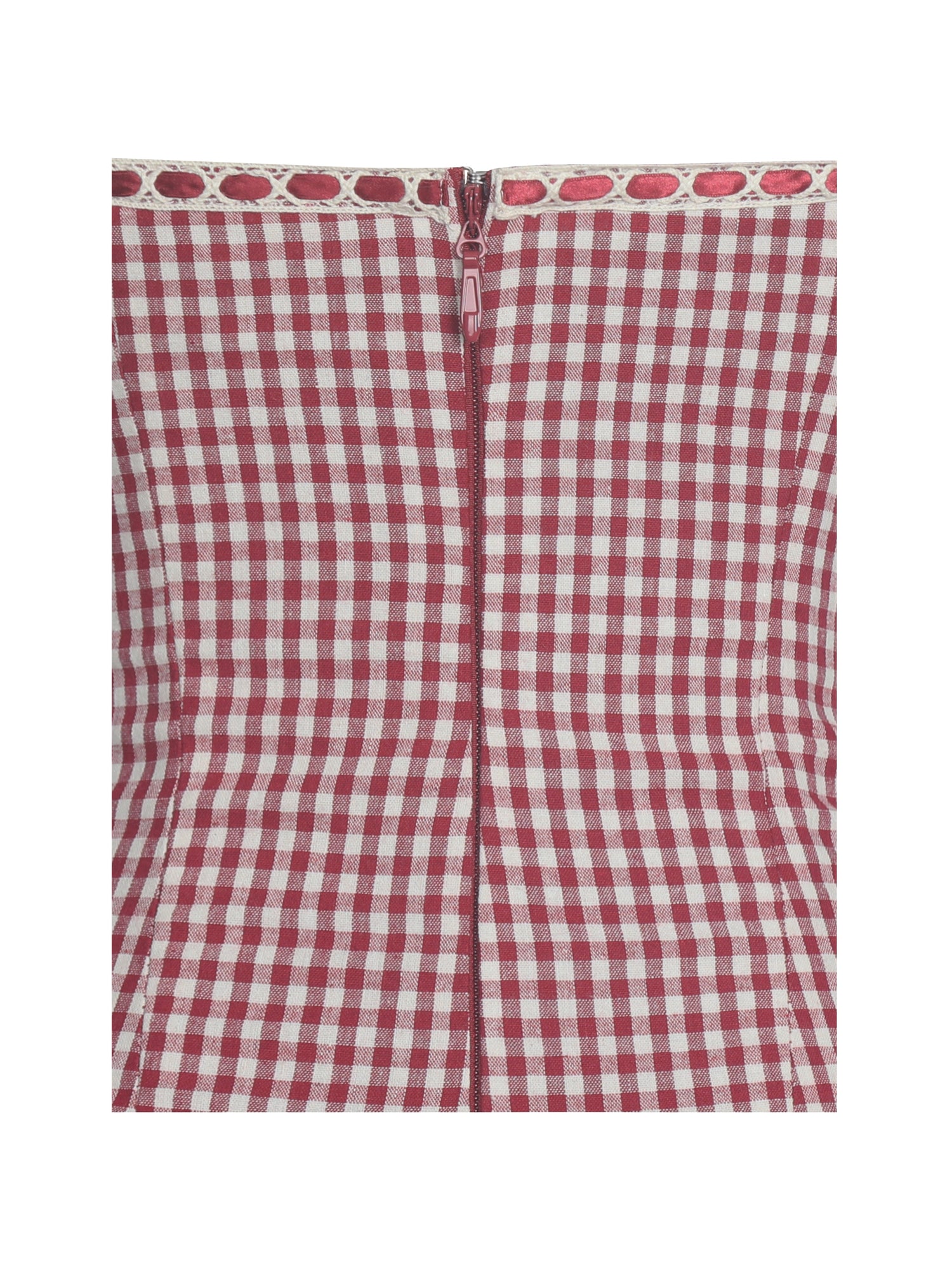 Susanna Red Cotton Gingham Drop Waist Midi Dress | Red Gingham