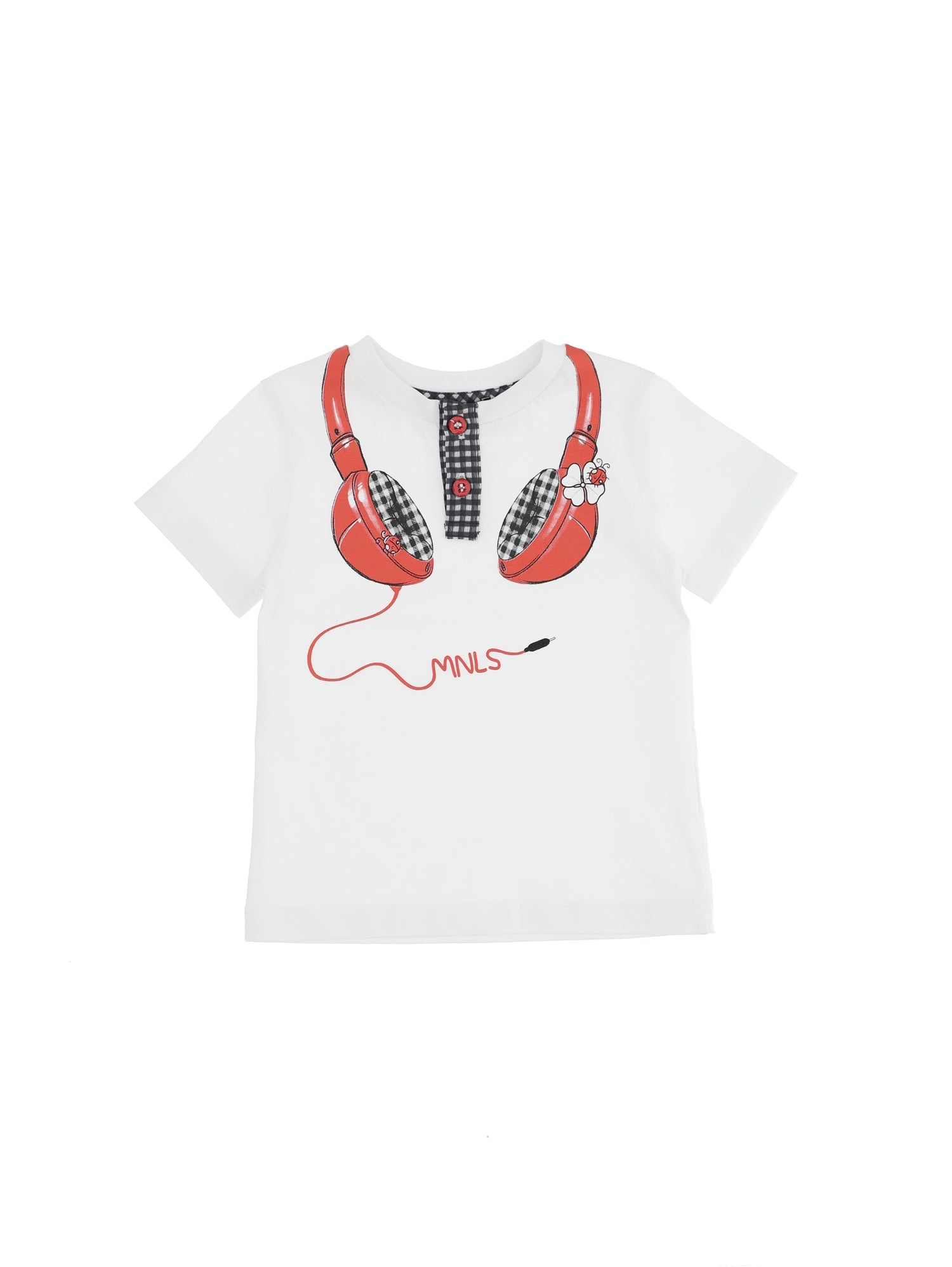 Boys | Headphone Print Jersey Grandad T-Shirt | White