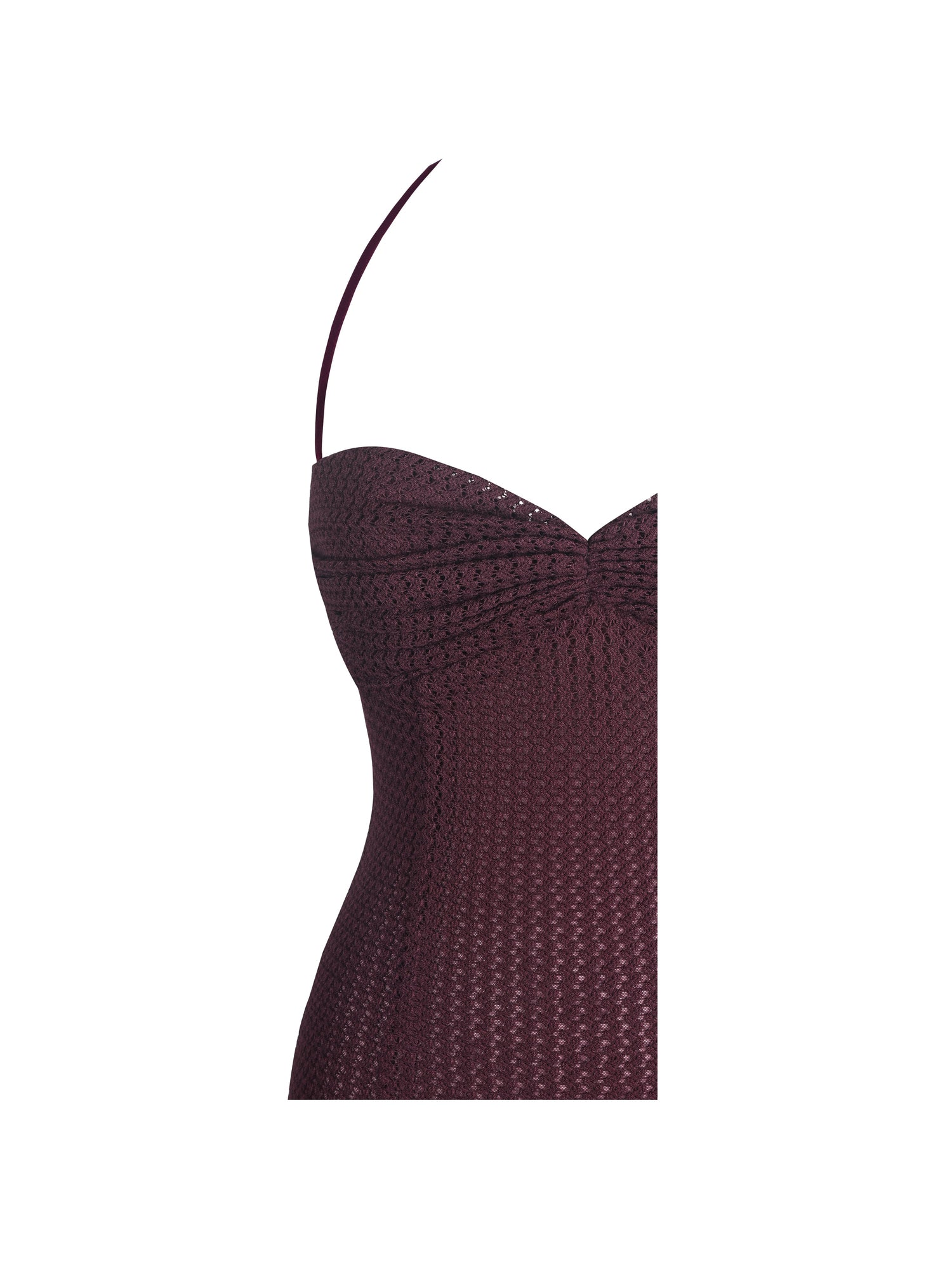 Pluma Halter Faux-Fur Trimmed Midi Dress | Maroon